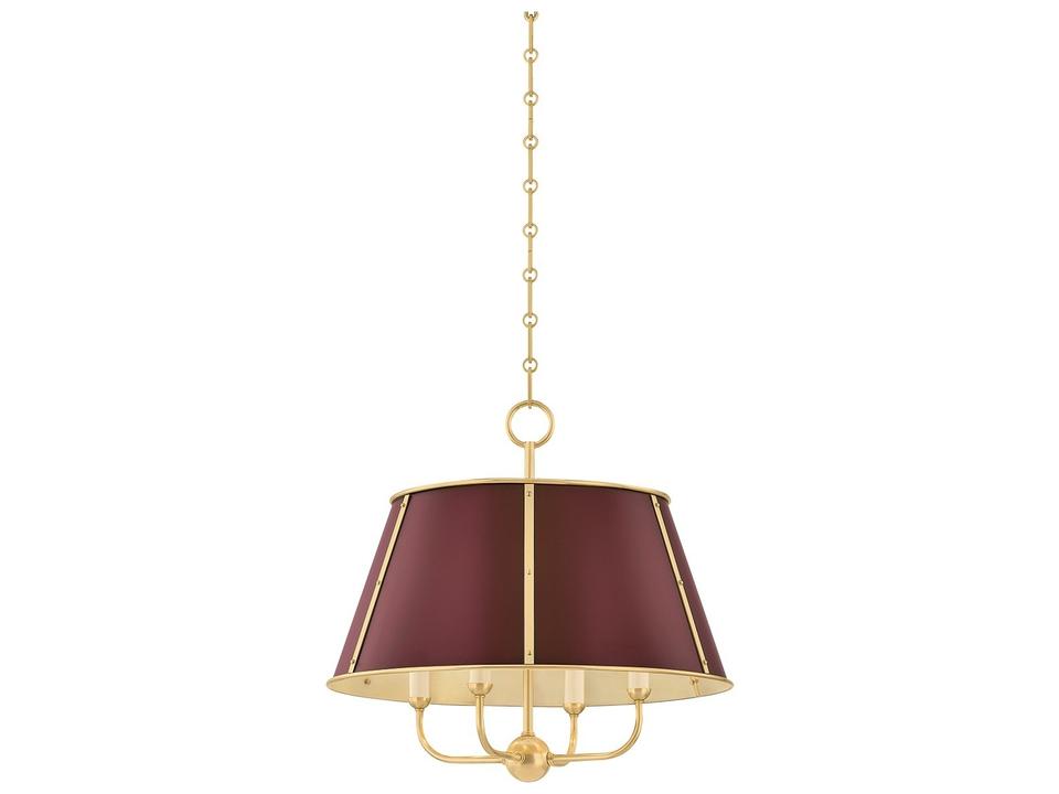 Cambridge 4-Light Aged Brass Soft Crimson Red Candelabra Chandelier