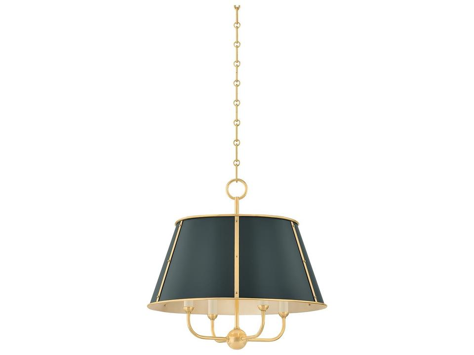 Cambridge 4-Light Aged Brass Soft Studio Green Candelabra Chandelier