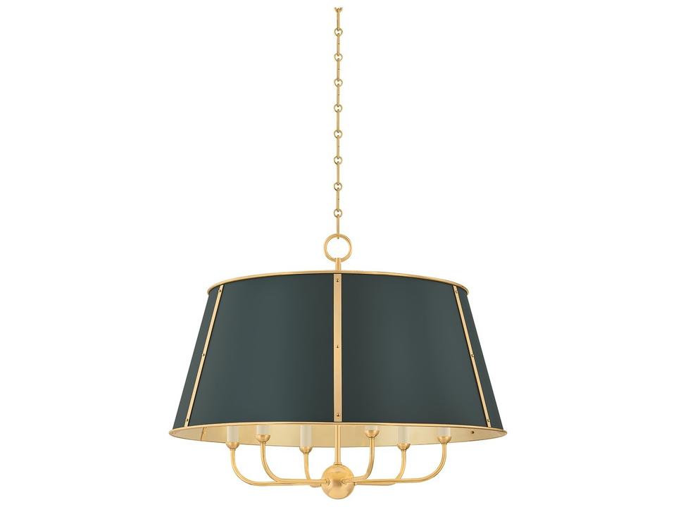 Cambridge 6-Light Aged Brass Soft Studio Green Candelabra Chandelier
