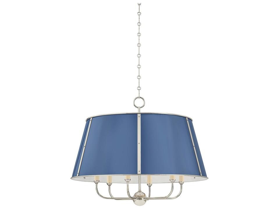 Cambridge 6-Light Polished Nickel Soft French Blue Candelabra Chandelier
