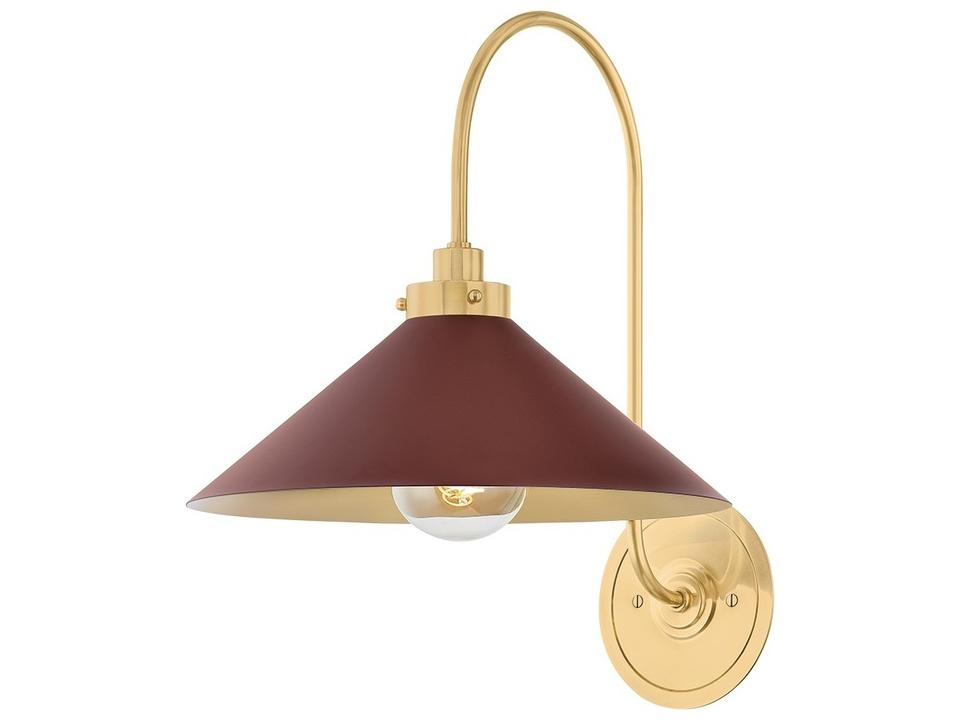 Clivedon 1-Light Aged Brass Soft Crimson Wall Sconce