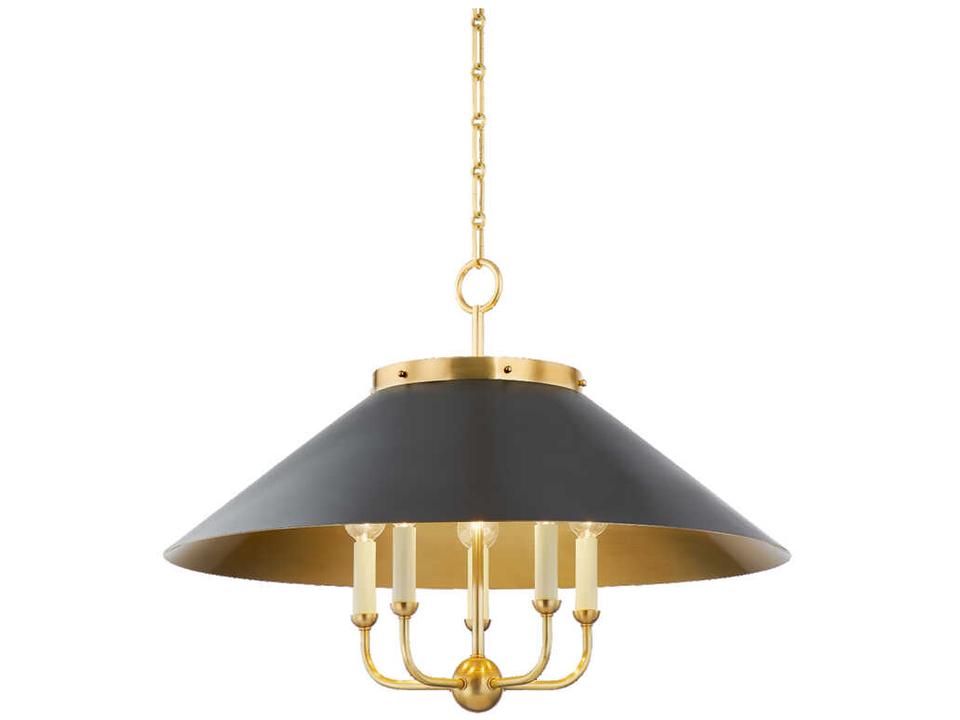 Clivedon 5-Light Aged Brass Black Candelabra Chandelier