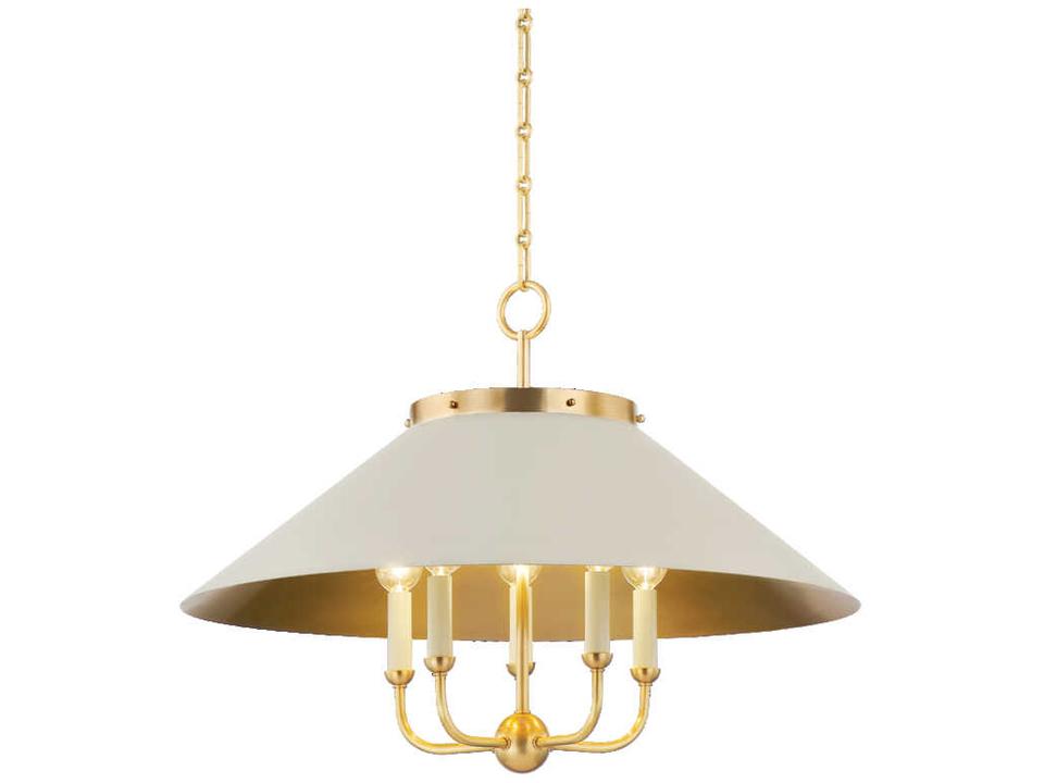 Clivedon 5-Light Aged Brass White Candelabra Chandelier