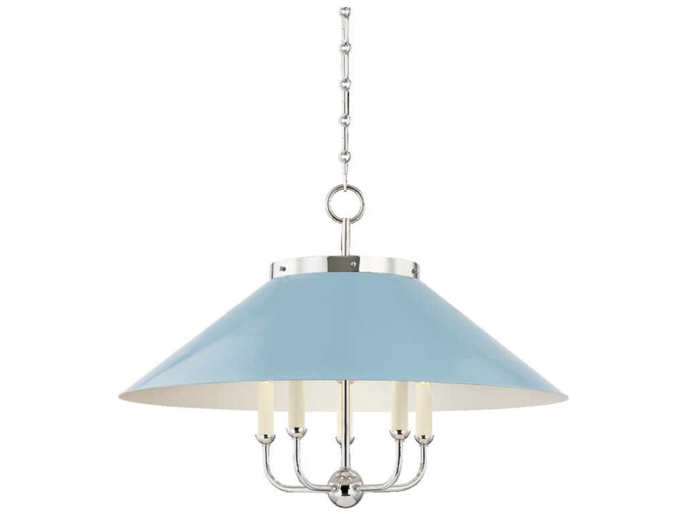 Clivedon 5-Light Polished Nickel Blue Candelabra Chandelier