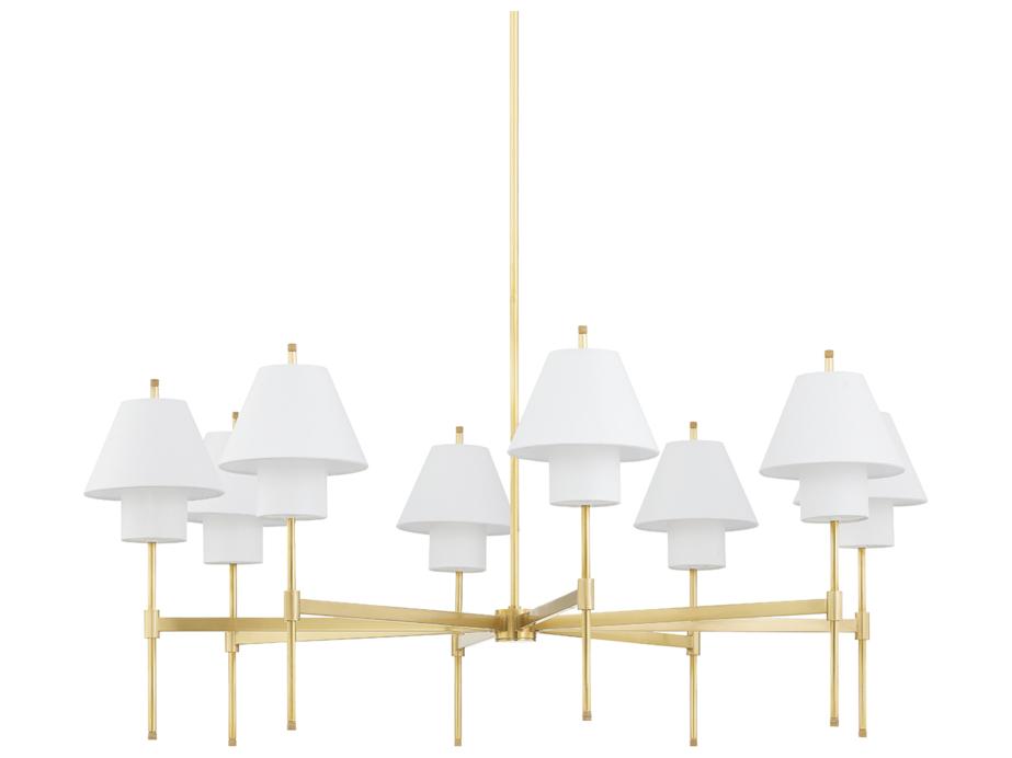 Glenmoore 8-Light Aged Brass White Empire Chandelier