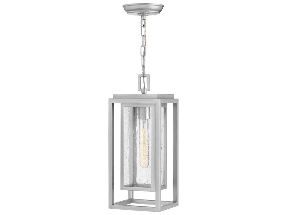 Republic 1-Light Outdoor Hanging Pendant Light in Satin Nickel