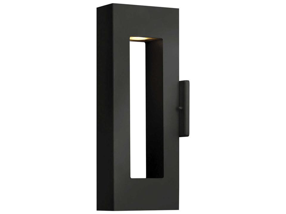 Atlantis 2-Light Outdoor Wall Sconce in Satin Black with Etched Glass