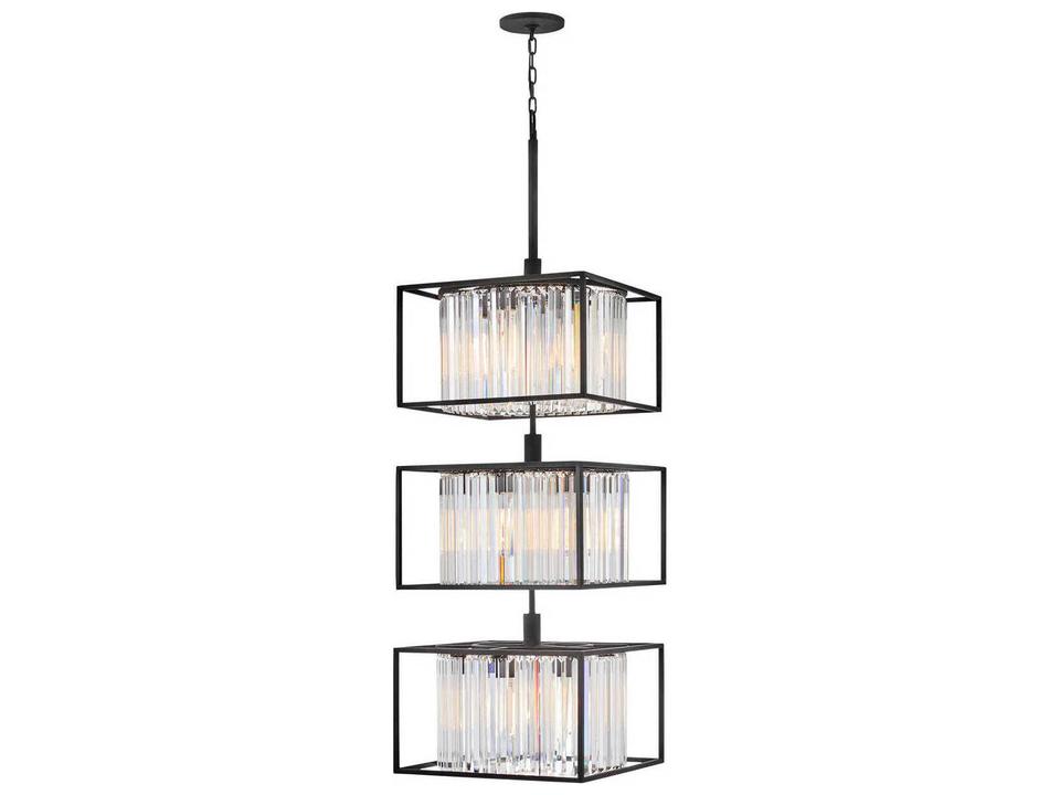 Giada 18-Light Black Crystal LED Tiered Chandelier