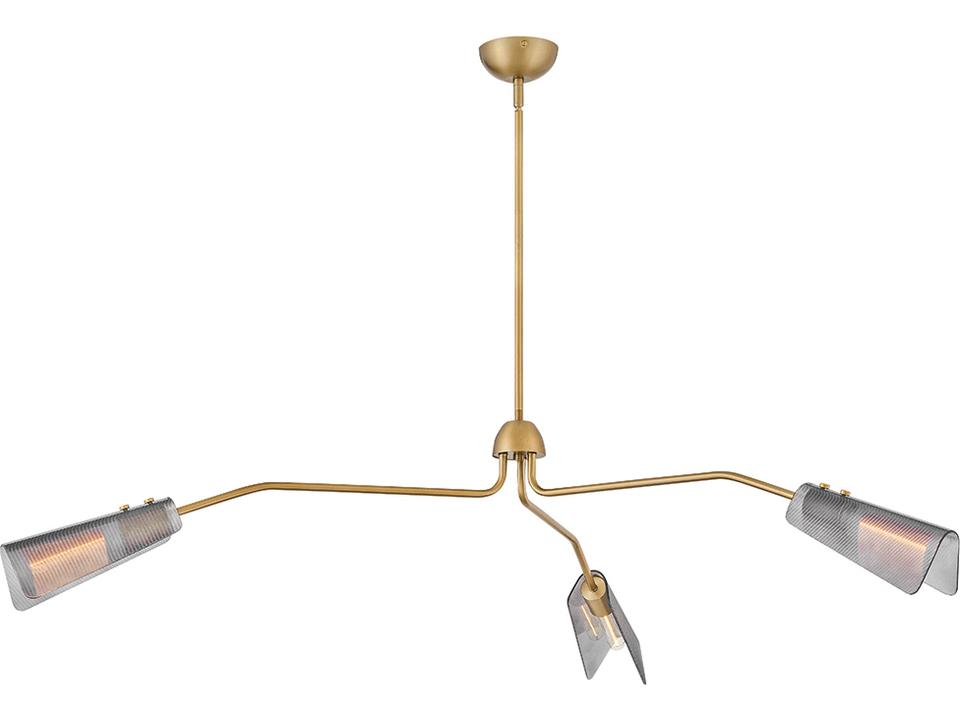 Altman 3-Light Lacquered Brass Chandelier with Smoked Glass Shades