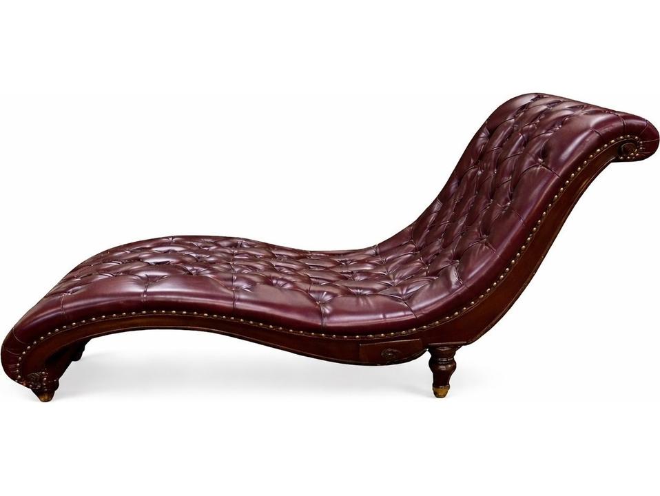 82181 Genuine Leather Chaise Lounge in Burgundy