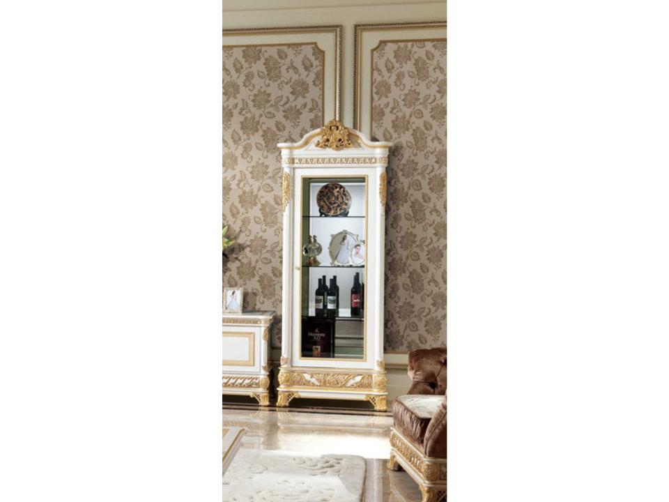 E-62 White Single Showcase Left with Glass Doors