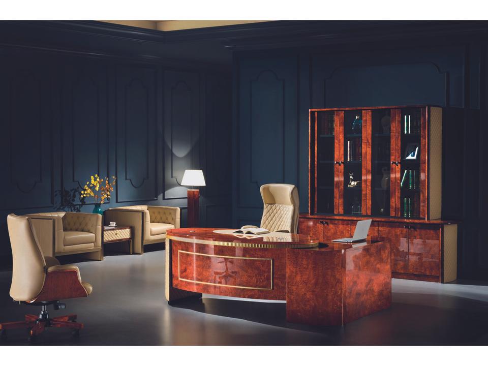 Ho Brown Natural Wood Executive Desk