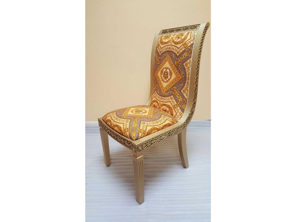 Lion Solid Wood Gold Upholstered Armless Dining Side Chair