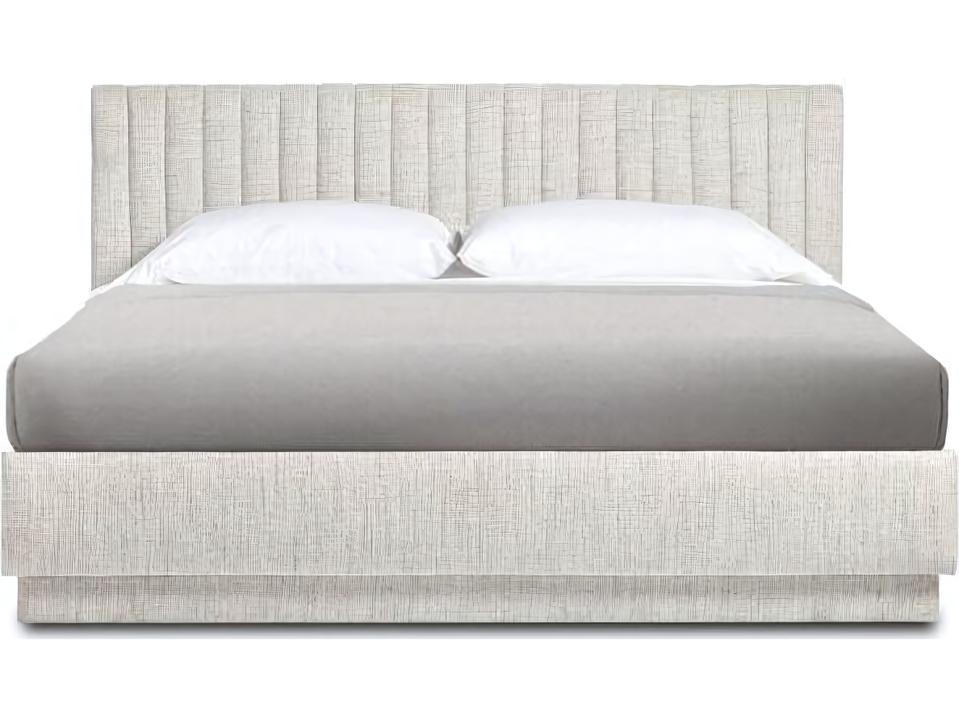 Skylar Queen Bed Art Deco Upholstered in Desert Dune