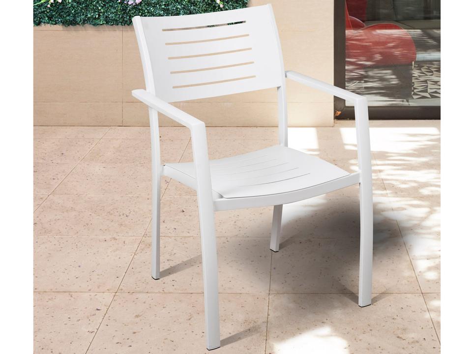 Portnelson 4-Piece Stackable Aluminum Outdoor Side Chair Set in White