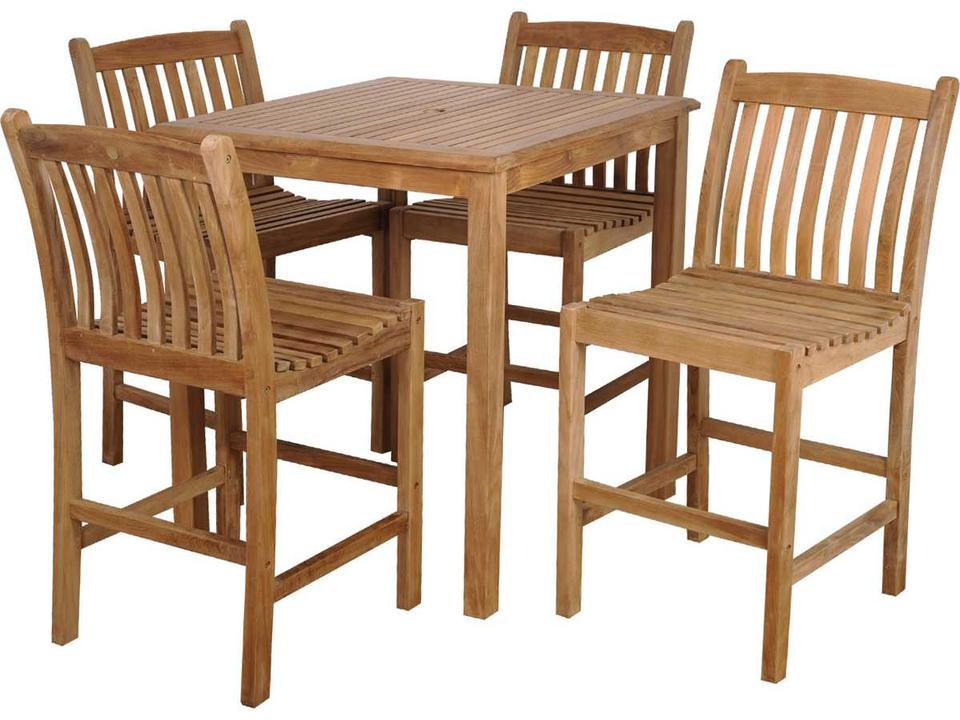 Amazonia Teak 5-Piece Eden Outdoor Bar Set Light Brown