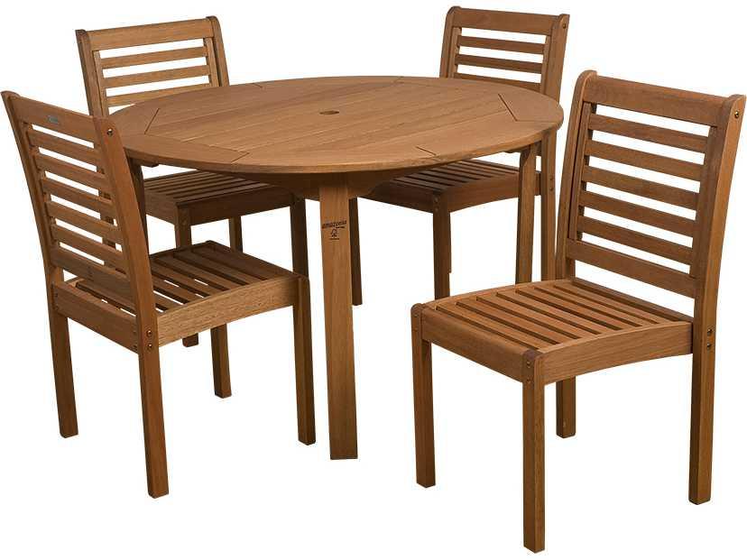 Amazonia 5-Piece Round Eucalyptus Dining Set