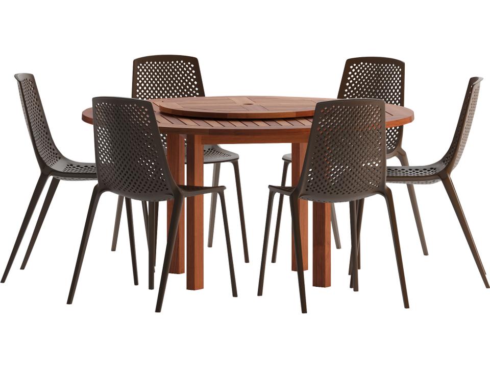 Amazonia 7 Piece Round Dining Set with Recycled Resin and Wood