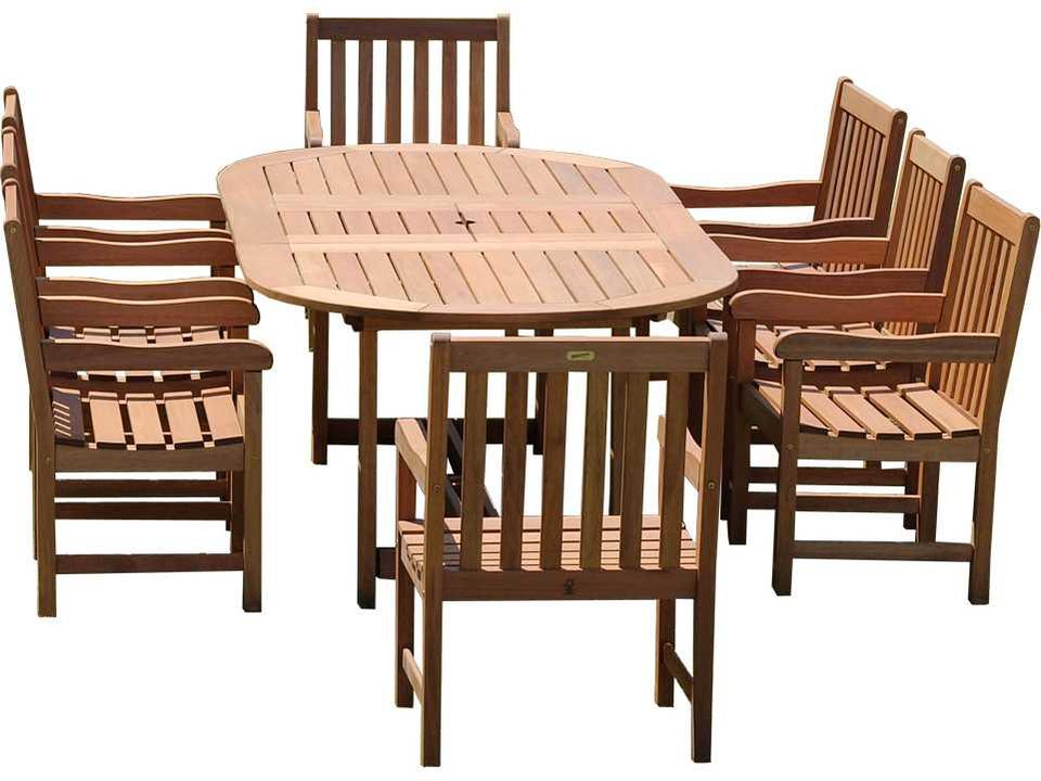 Amazonia Grand Oval 8-Person Extendable Outdoor Dining Set in Eucalyptus Wood