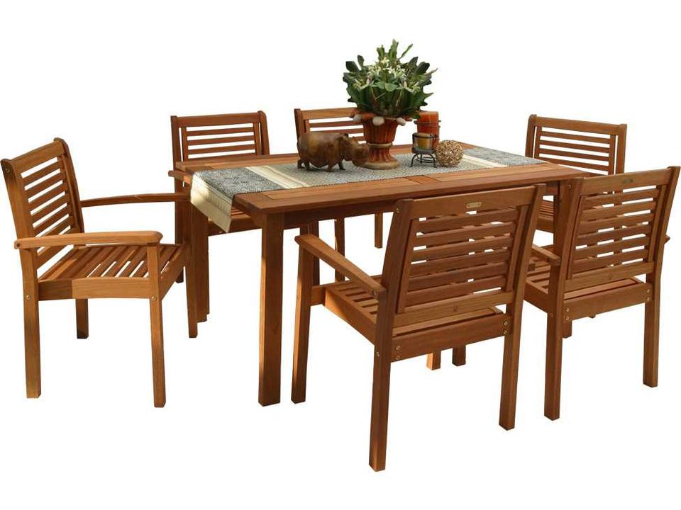 Amazonia Milano Extendable Eucalyptus Rectangular Seven Piece Dining Set