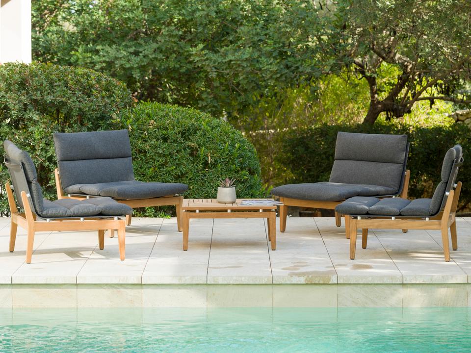 Amazonia 5-Piece Modular Teak Outdoor Lounge Set in Black