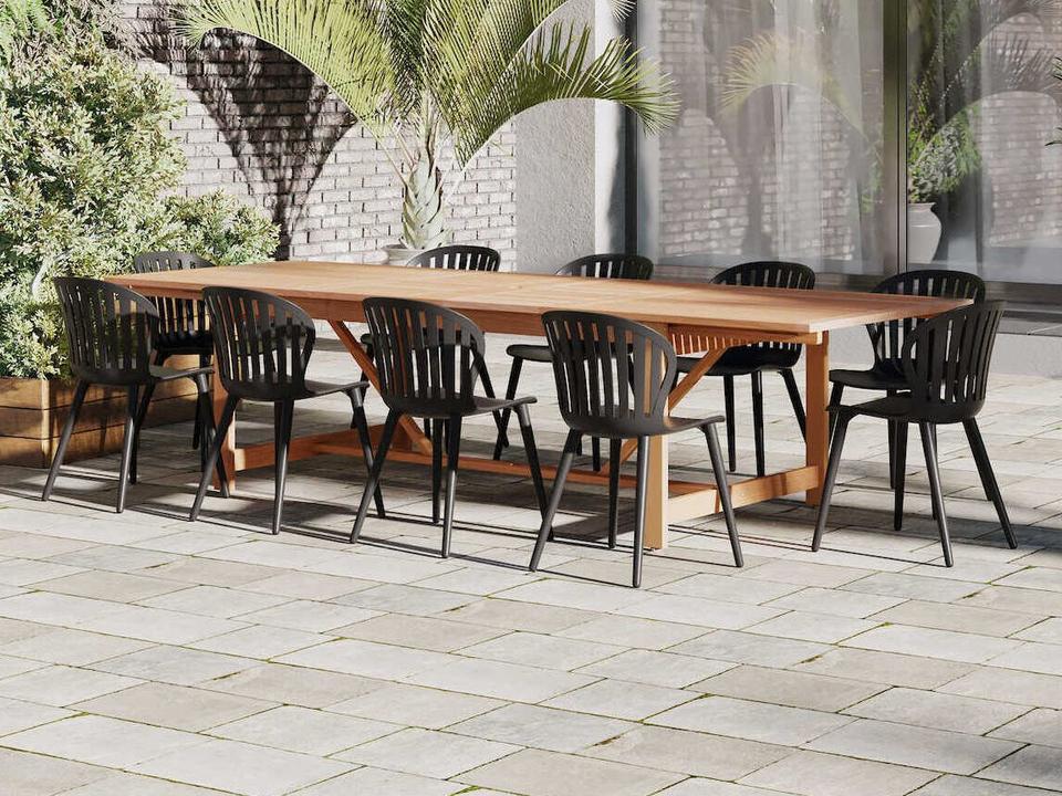 Amazonia 9-Piece Rectangular Eucalyptus Wood Outdoor Dining Set