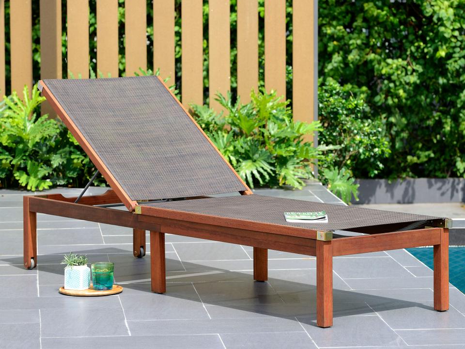 Amazonia Zuiderdam Adjustable Wood Chaise Lounge Brown
