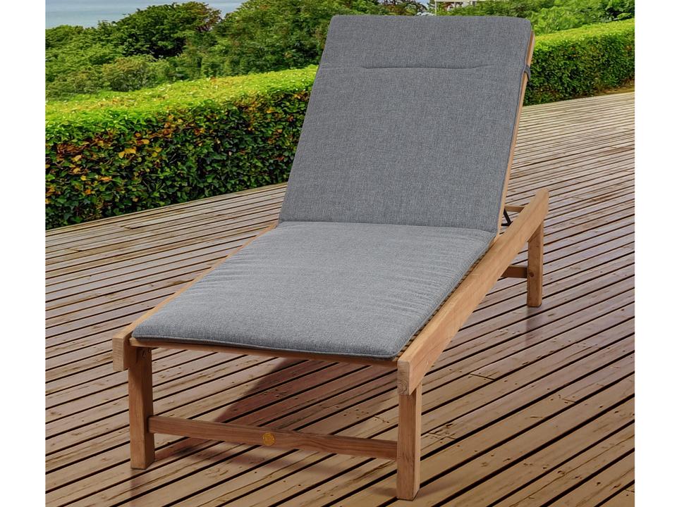 Amazonia Maasdam 2-Piece Teak Outdoor Lounger Set with Grey Cushions