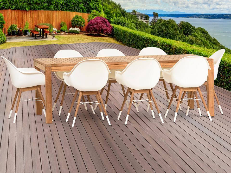 Amazonia Charlotte 9 Piece Teak Rectangular Extendable Dining Set