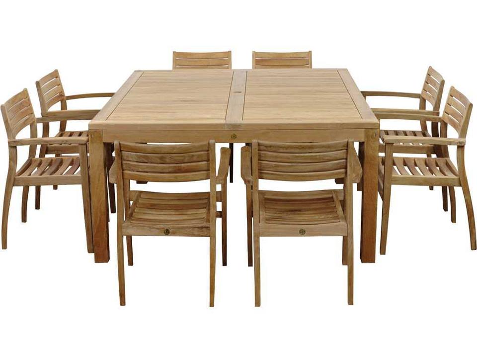Amazonia Teak Square Nine Piece Victoria Patio Dining Set