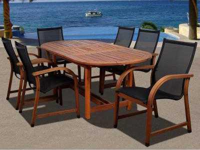 Amazonia Eucalyptus Oval Seven Piece Extendable Patio Dining Set