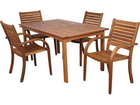 Amazonia Arizona 4-Piece Eucalyptus Outdoor Dining Arm Chair Set