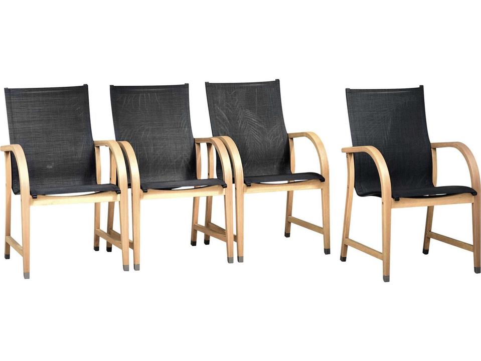 Amazonia Bahamas 4-Piece Eucalyptus Outdoor Armchair Set Black Sling