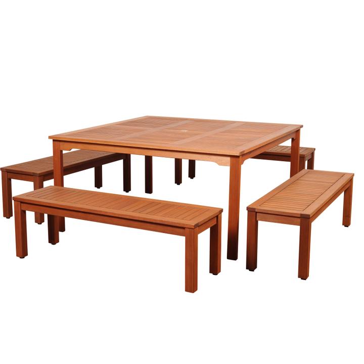 Richfield 5 Piece Eucalyptus Square Patio Dining Set