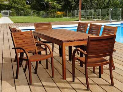 Amazonia Freeman Eucalyptus Rectangular Nine Piece Patio Dining Set