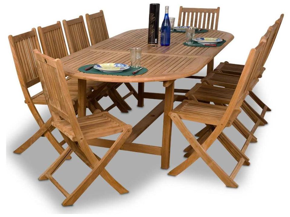 Amazonia Extendable Oval Teak 11-Piece Outdoor Dining Set
