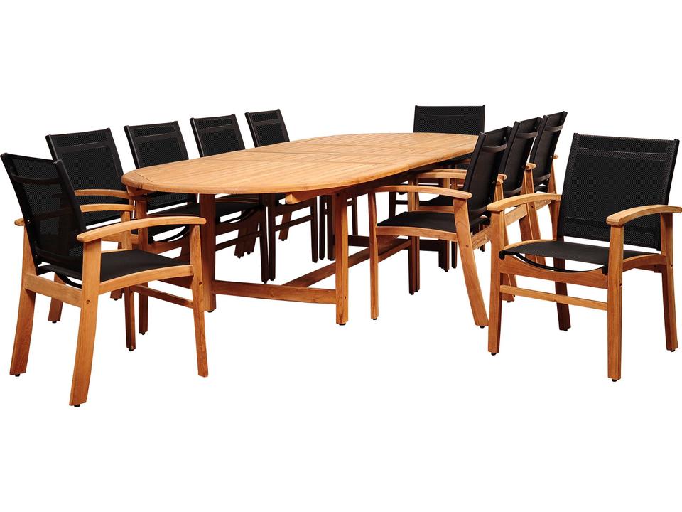 Amazonia Teak Edenton 11-Piece Double-Extendable Oval Outdoor Dining Set