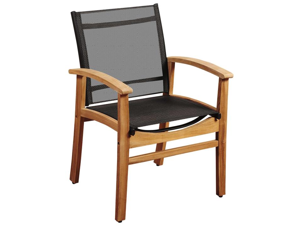 Amazonia Fortuna Teak Outdoor Dining Armchair with Black Sling