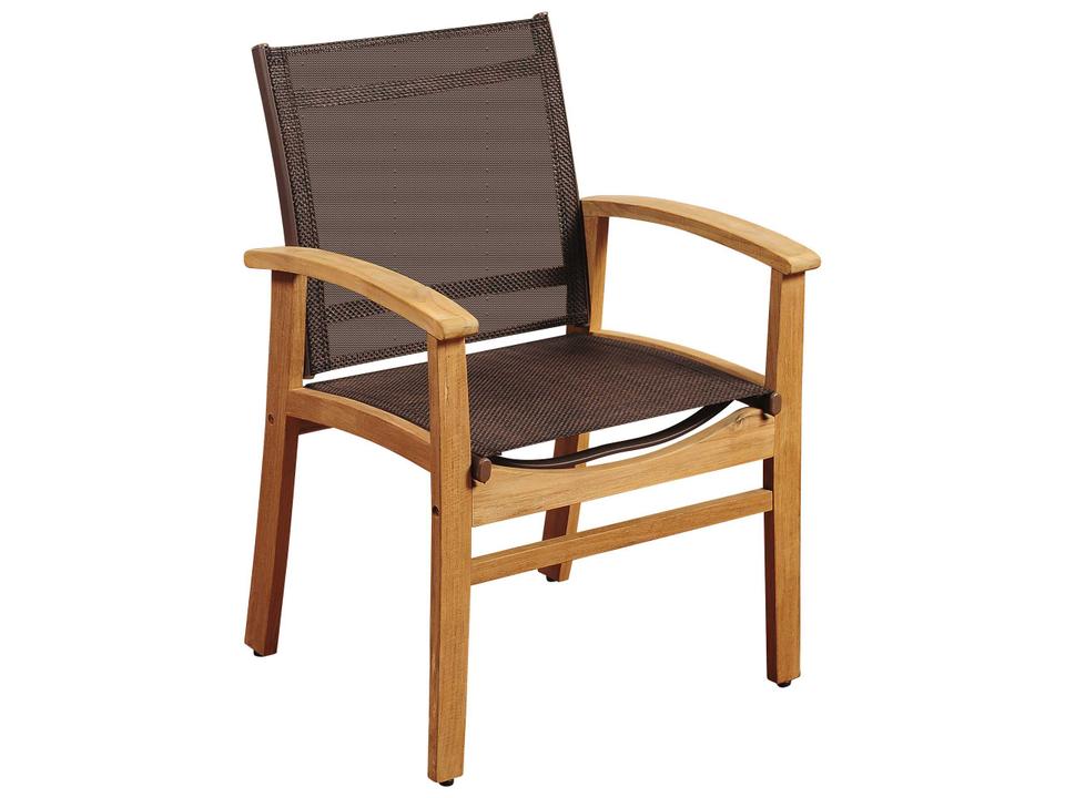 Amazonia Fortuna Teak Outdoor Dining Armchair Brown Sling