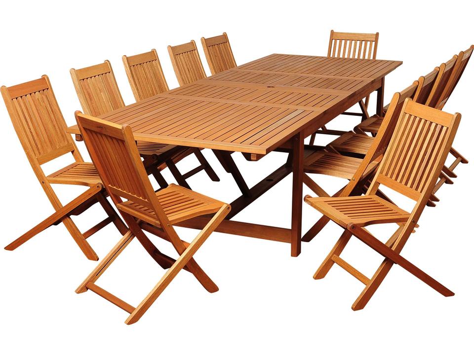 Amazonia Eucalyptus Rectangular 13-Piece Extendable Outdoor Dining Set