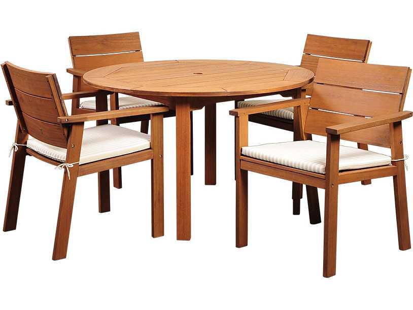 Nelson Five Piece Round Eucalyptus Dining Set