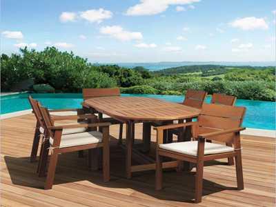 Amazonia Oval Extendable Outdoor Dining Table in Eucalyptus Wood