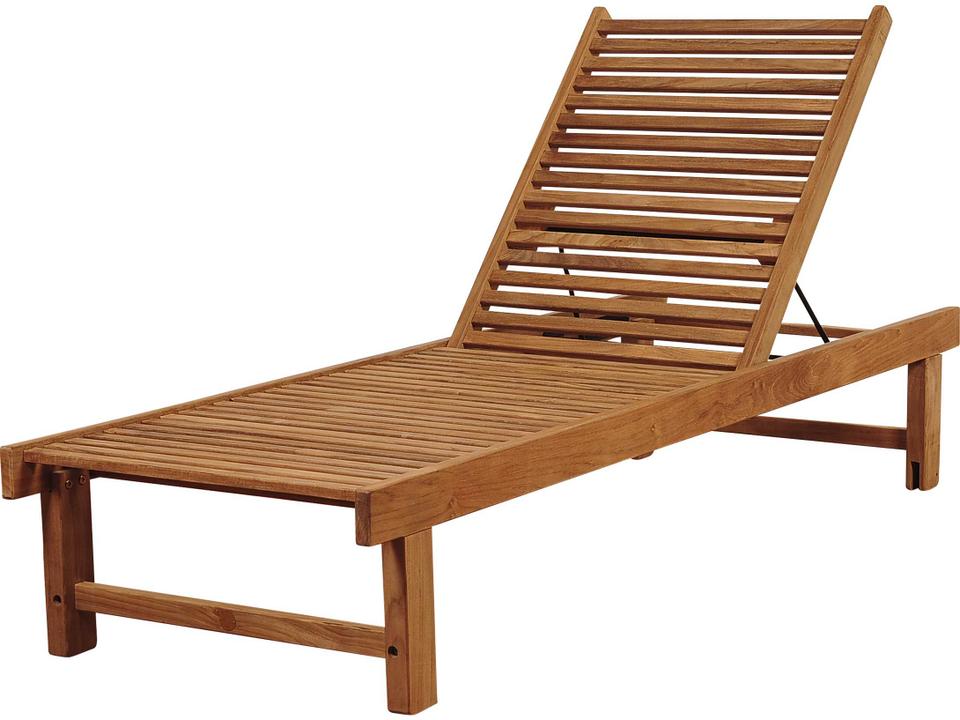Nias Teak Outdoor Chaise Lounger with No Wheels