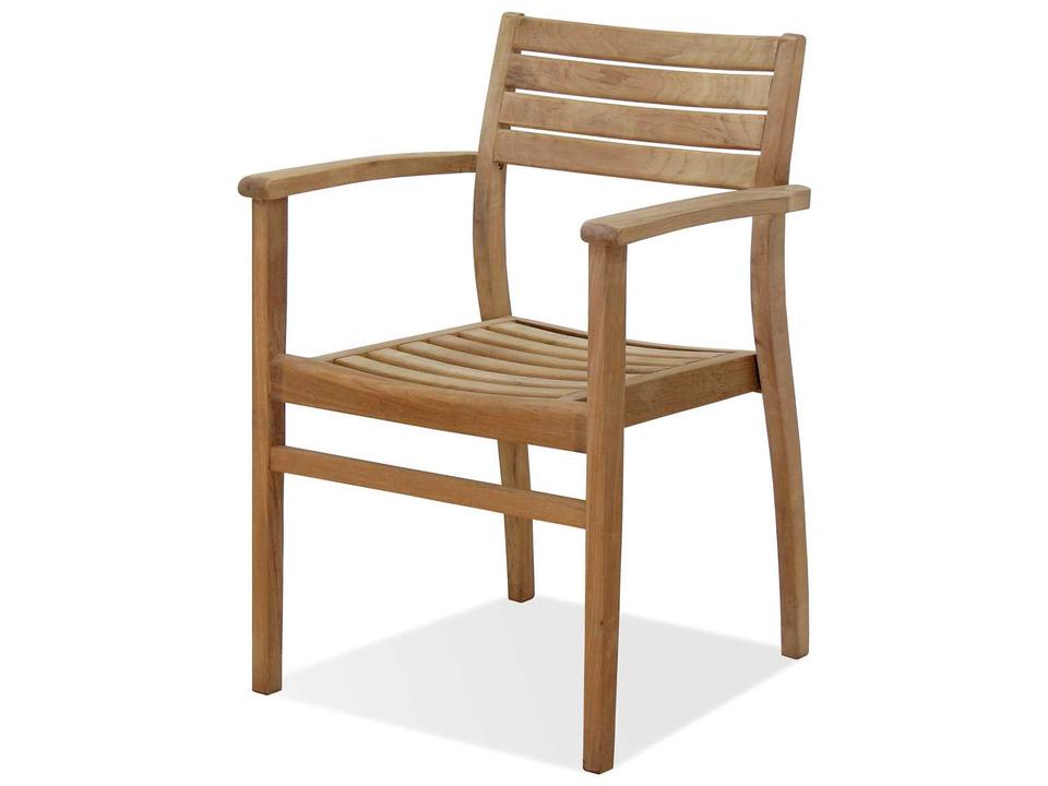 Ninia 4-Piece Teak Wood Stacking Dining Armchair Set