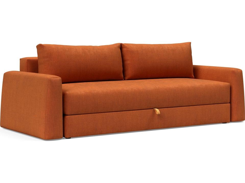 Rust Orange Matte Black Upholstered Sofa Bed