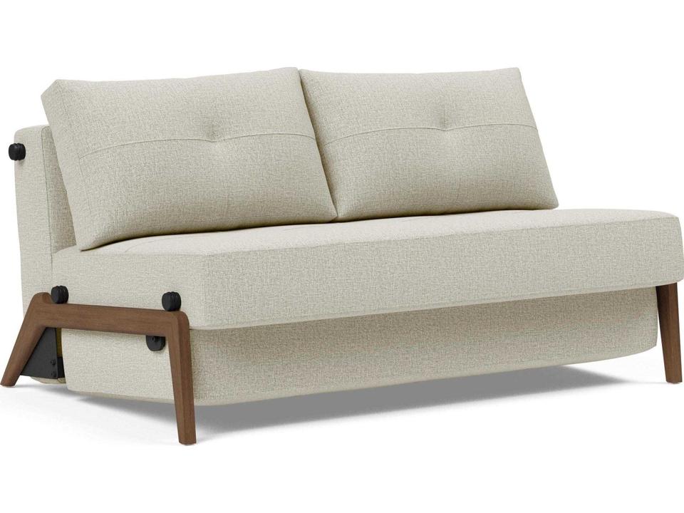 Living Cubed 2-Seat Upholstered Sofa Bed with Dark Wood Legs