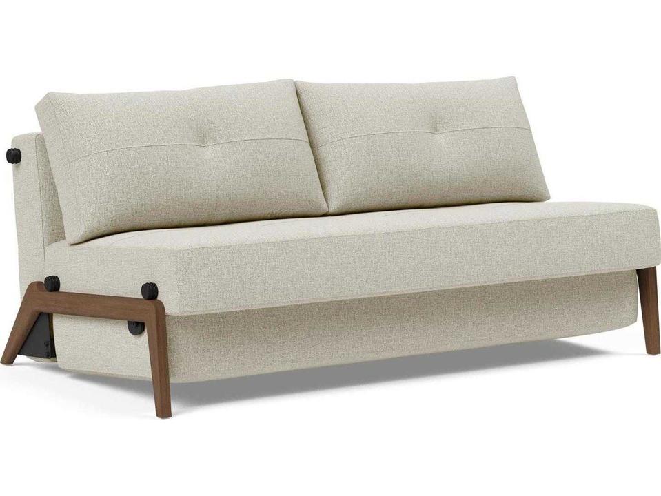 Living Cubed Queen Sleeper Sofa with Dark Wood Legs