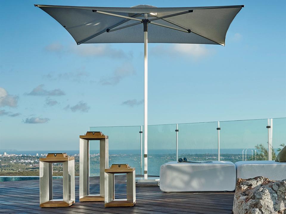 JCP1 7.5ft Square Center Post Push-Up Lift Aluminum Outdoor Patio Umbrella with Base