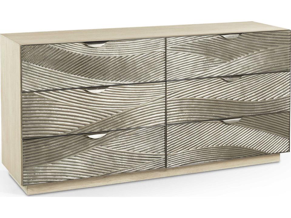 Water Capillary Cast Metal Texture Double Dresser Bleached Oak