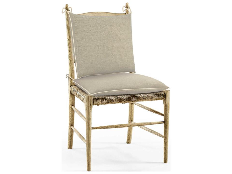 Timeless Oak Wood Brown Upholstered Armless Dining Chair